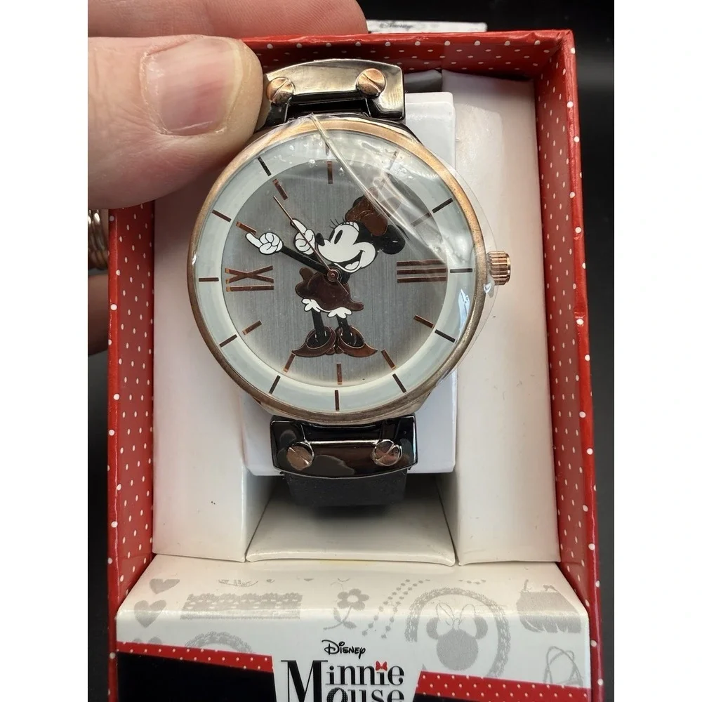 Disney Minnie Mouse Watch‎ Women's Quartz Black Band w/ Box